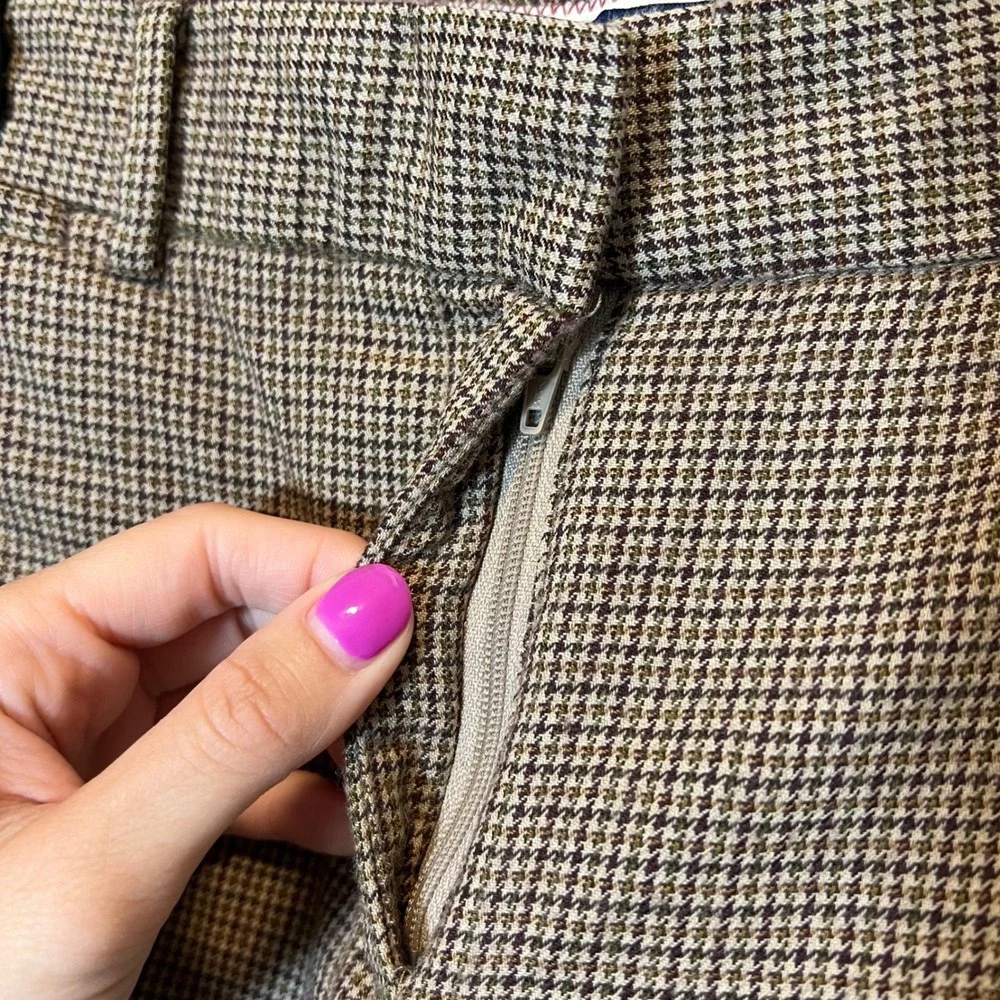 J. Crew Women's Brown Houndstooth Straight Leg Trousers Plaid Dress Pants 6